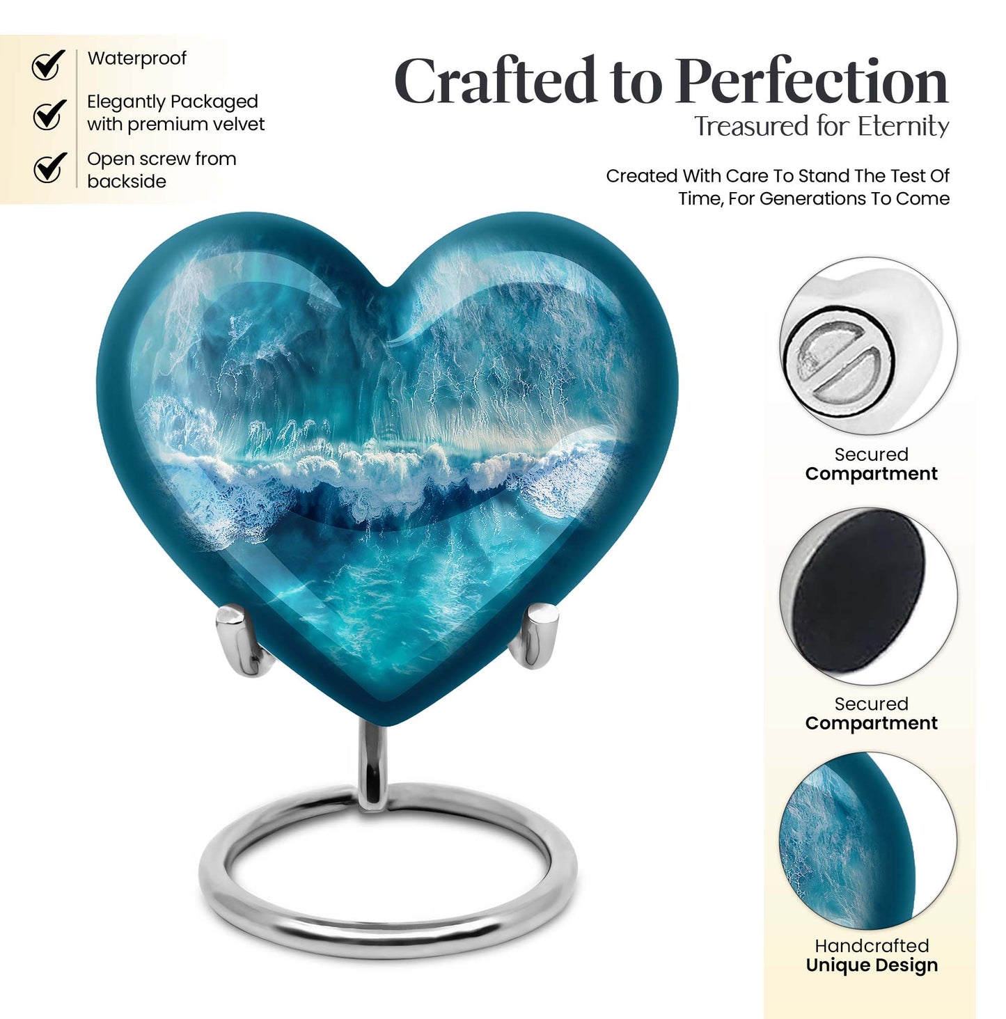 Heart cremation urn