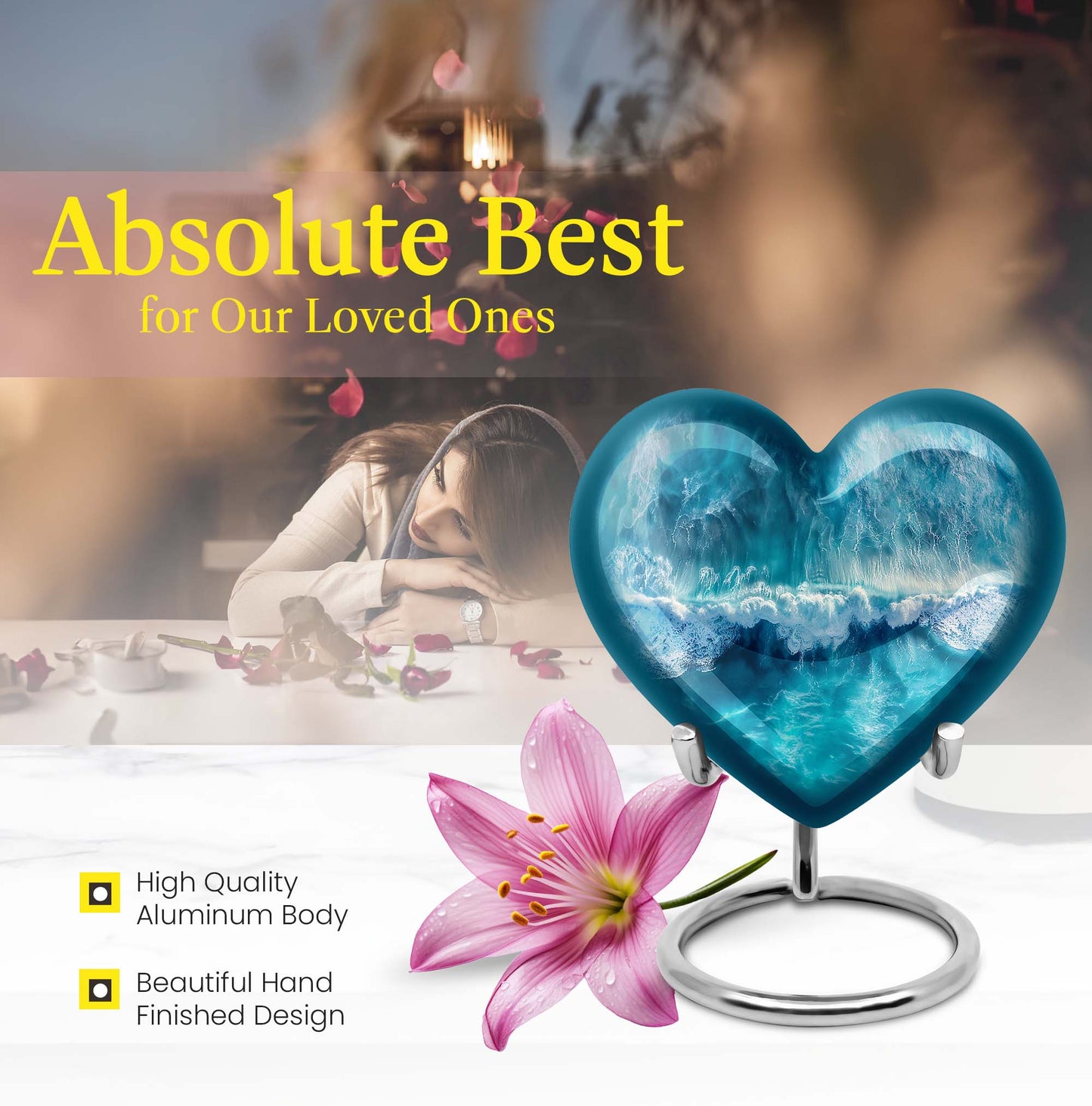 Heart cremation urn
