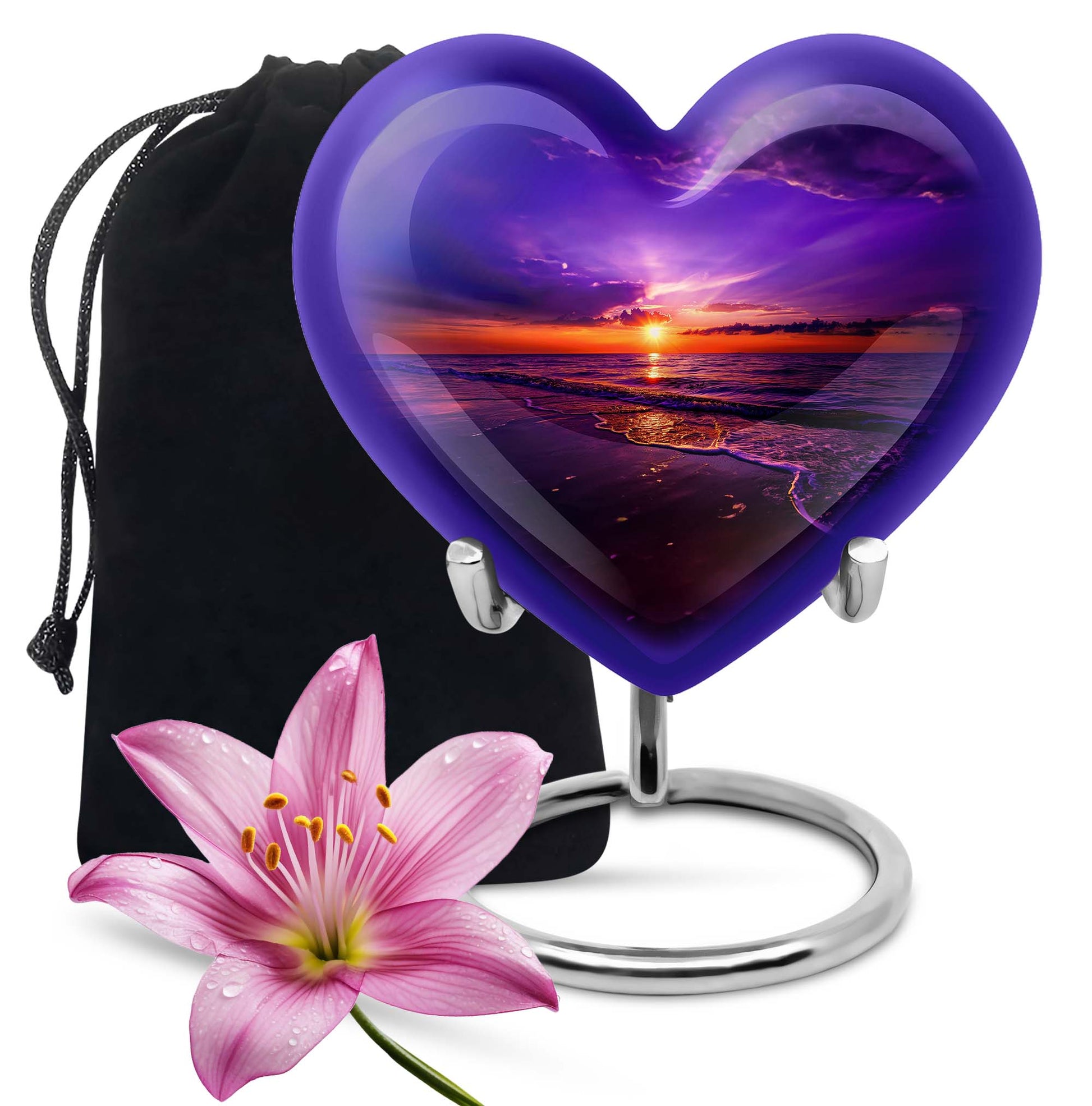 heart-shaped ocean waves urn