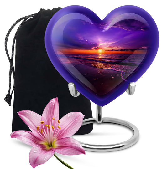 heart-shaped ocean waves urn