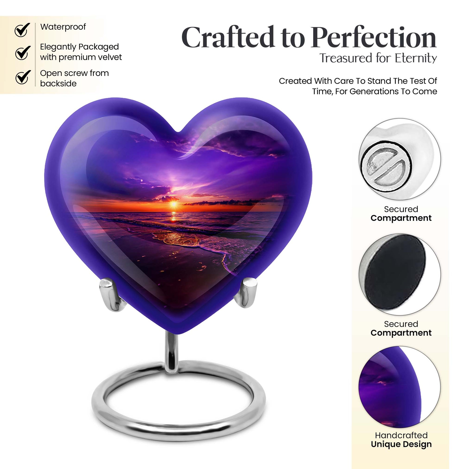 heart-shaped ocean waves urn