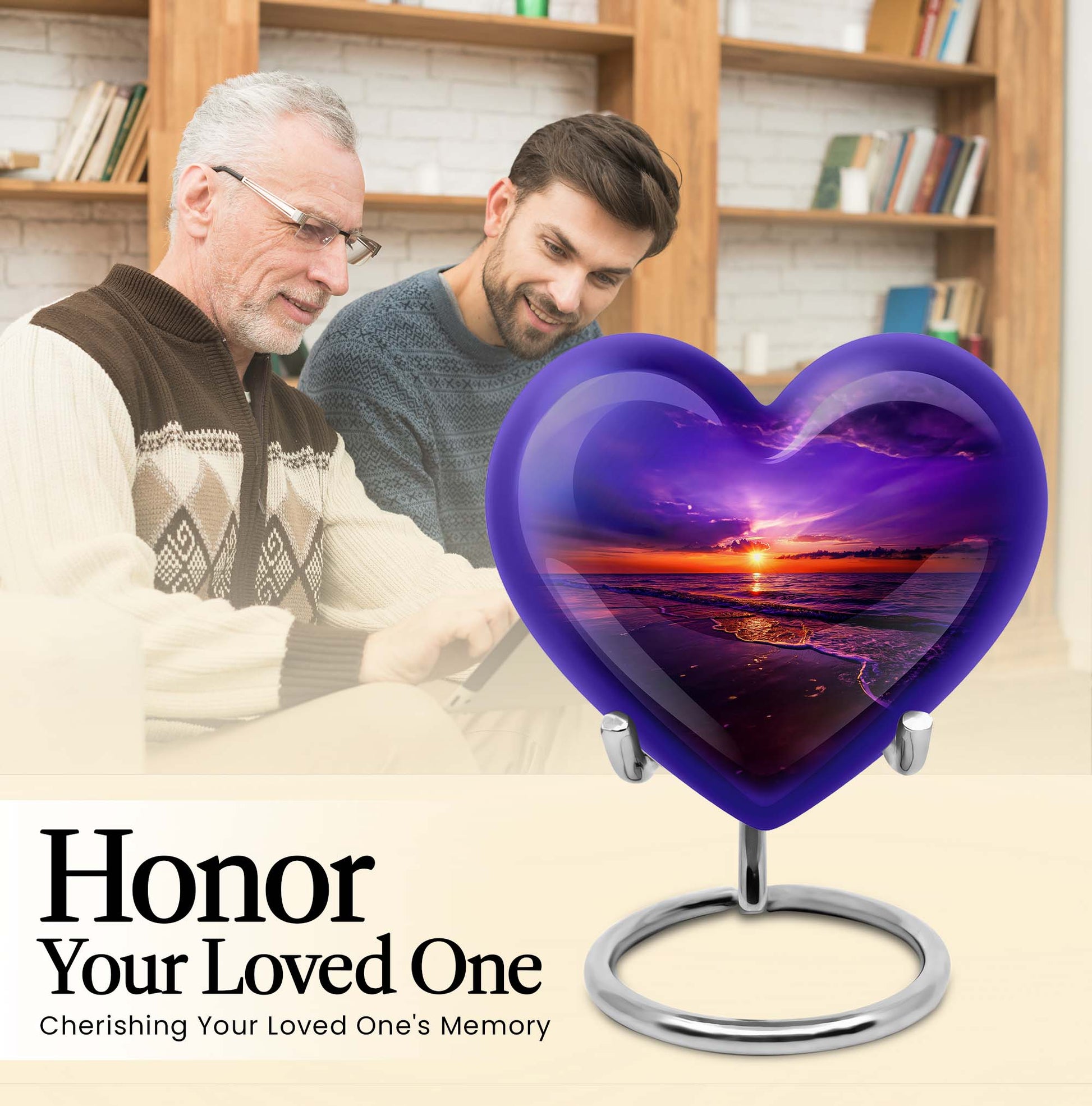 heart-shaped ocean waves urn