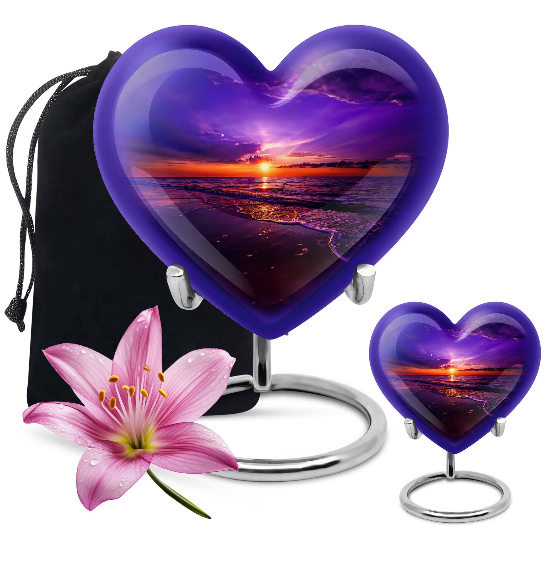 heart-shaped ocean waves urn