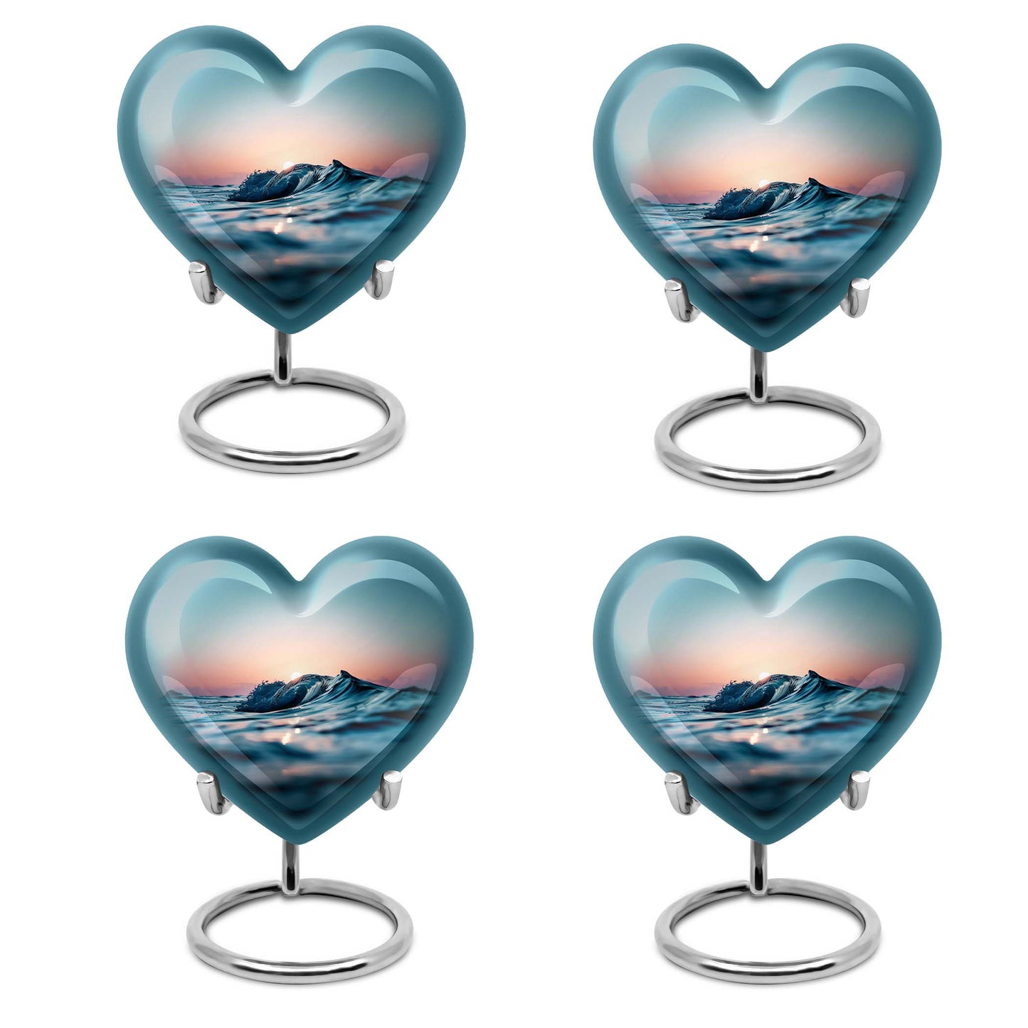 10-inch ocean waves heart urn with butterfly theme for adult ashes