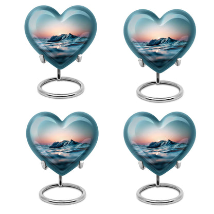 10-inch ocean waves heart urn with butterfly theme for adult ashes