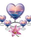10-inch ocean waves urn, heart-shaped, butterfly-themed for adult cremation