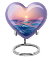 10-inch ocean waves urn, heart-shaped, butterfly-themed for adult cremation