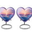 10-inch ocean waves urn, heart-shaped, butterfly-themed for adult cremation