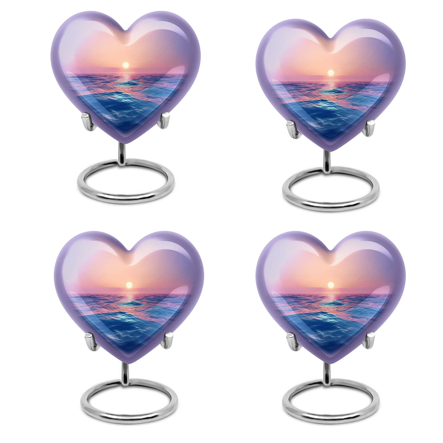 10-inch ocean waves urn, heart-shaped, butterfly-themed for adult cremation