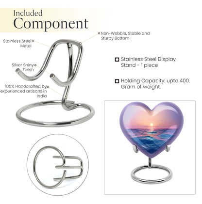 10-inch ocean waves urn, heart-shaped, butterfly-themed for adult cremation