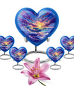 Ocean waves themed aluminum heart urn for adult male ashes