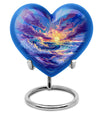 Ocean waves themed aluminum heart urn for adult male ashes