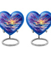 Ocean waves themed aluminum heart urn for adult male ashes