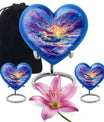Ocean waves themed aluminum heart urn for adult male ashes