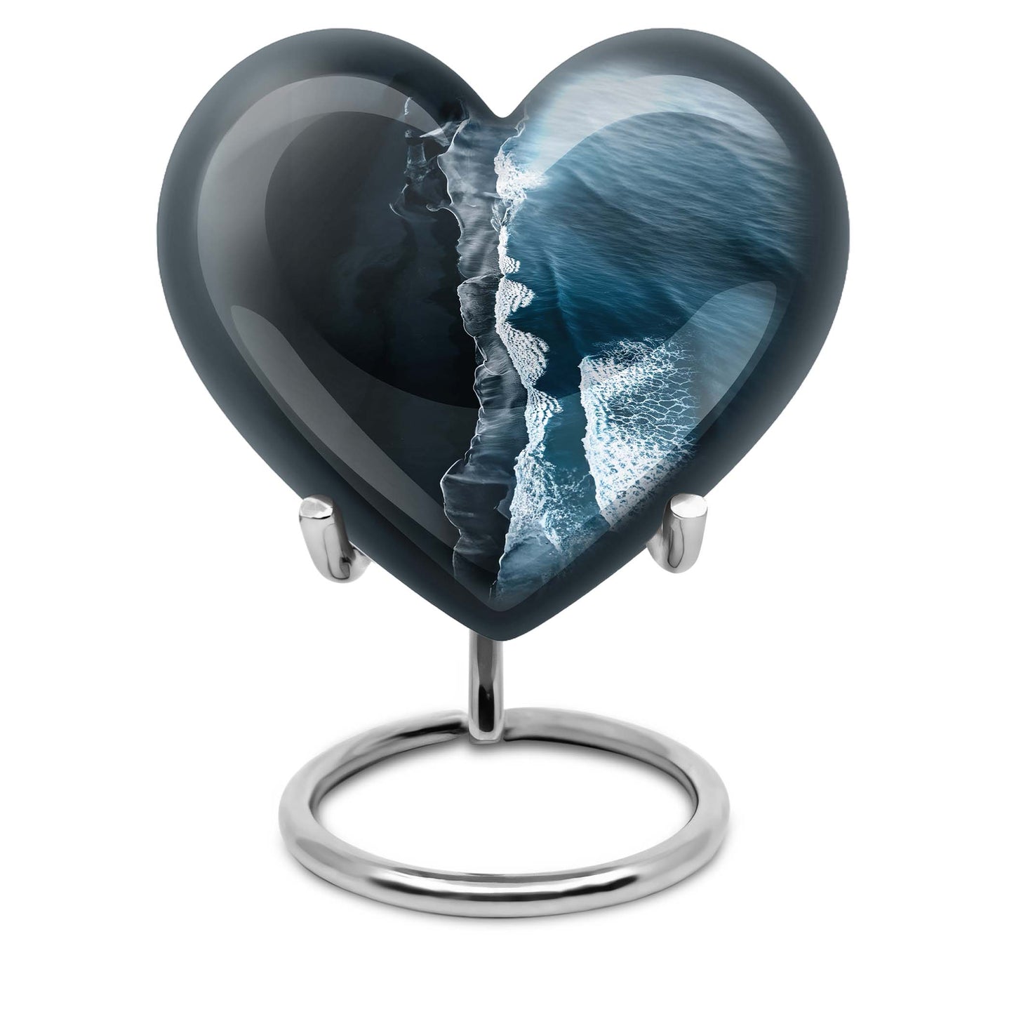 ocean waves heart urn