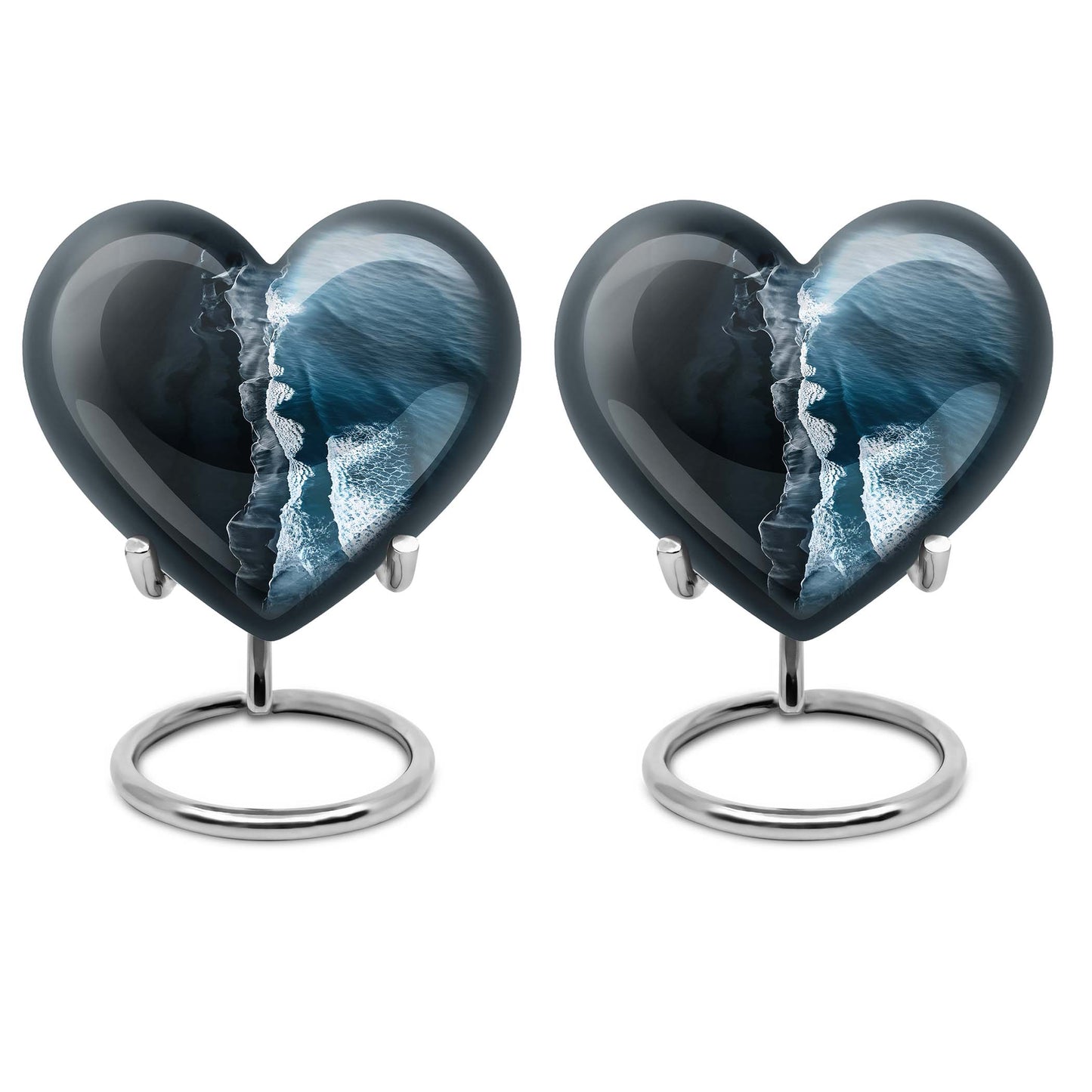 ocean waves heart urn
