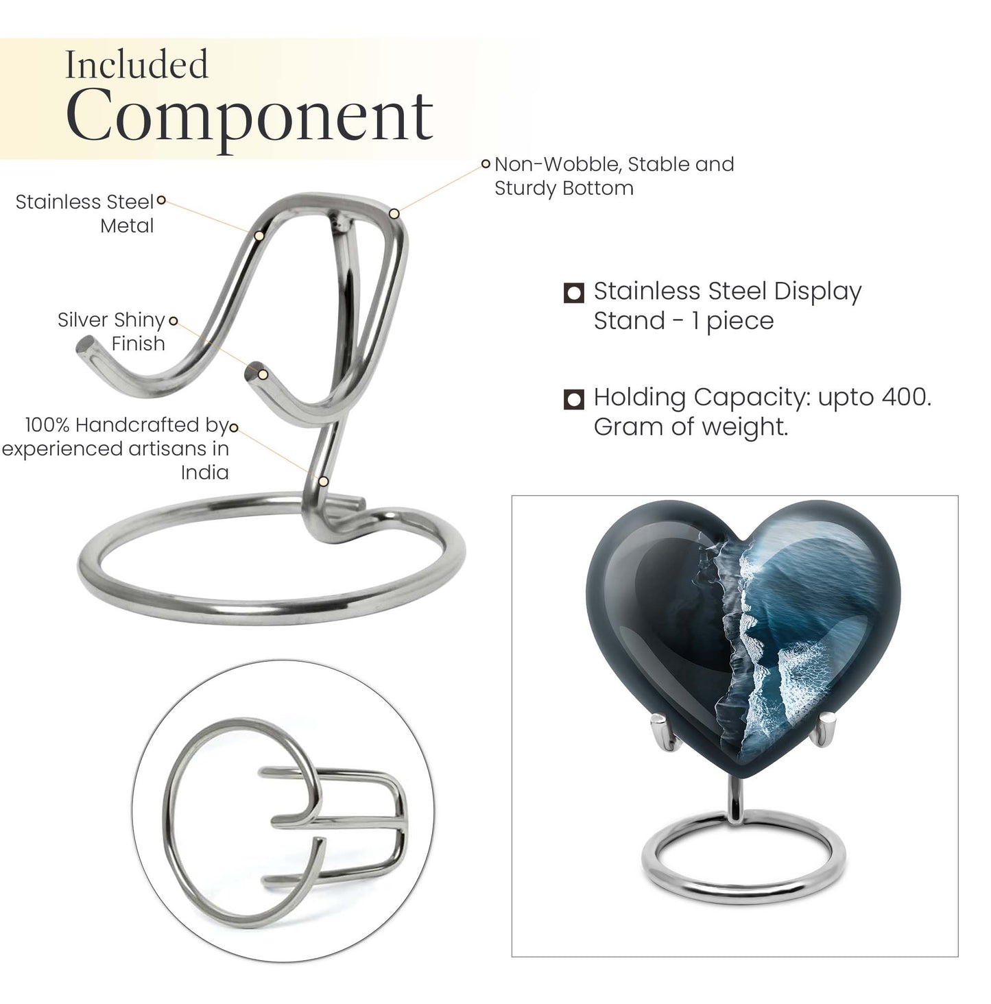 ocean waves heart urn