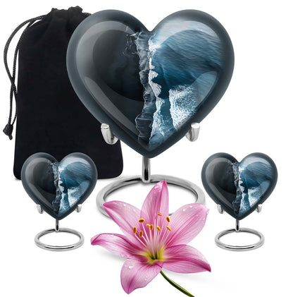 ocean waves heart urn