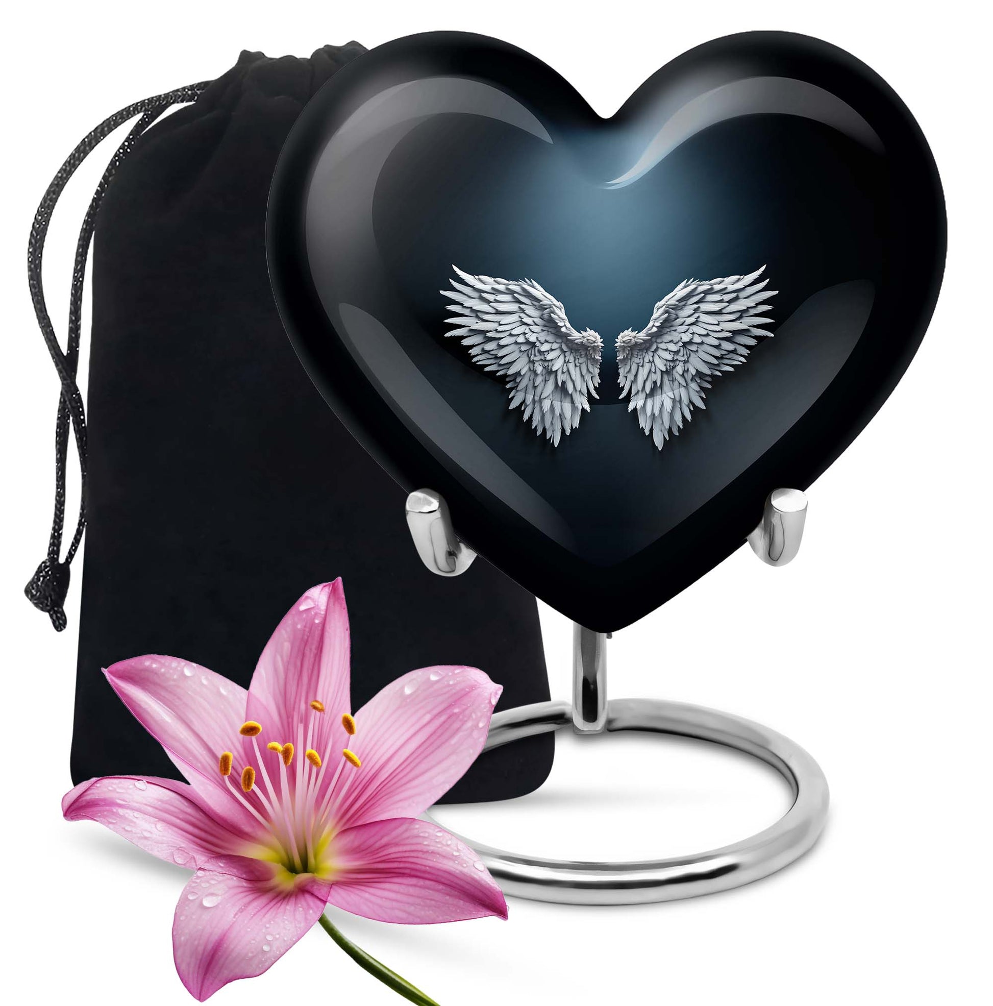 wings blue heart urn