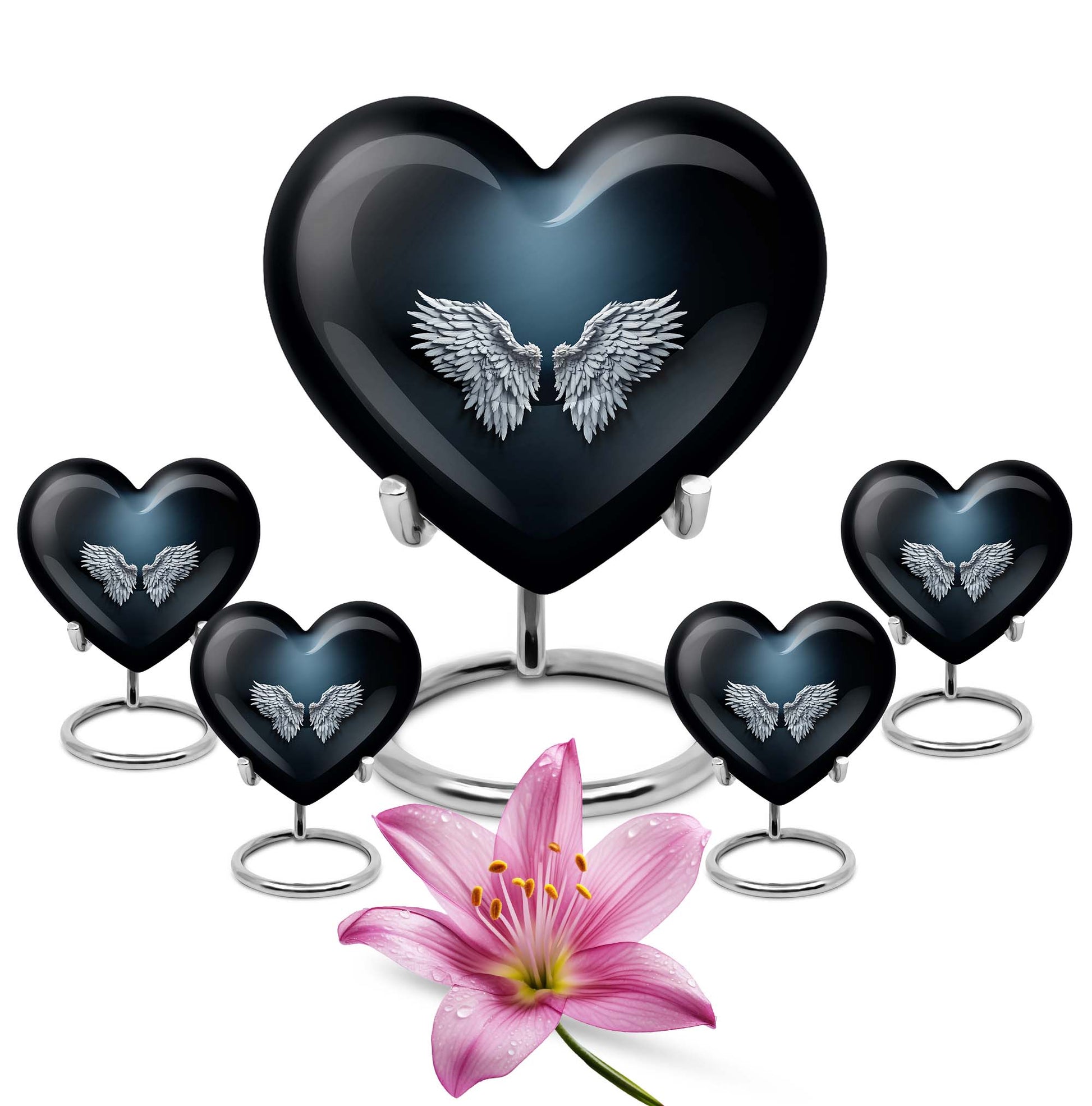 wings blue heart urn