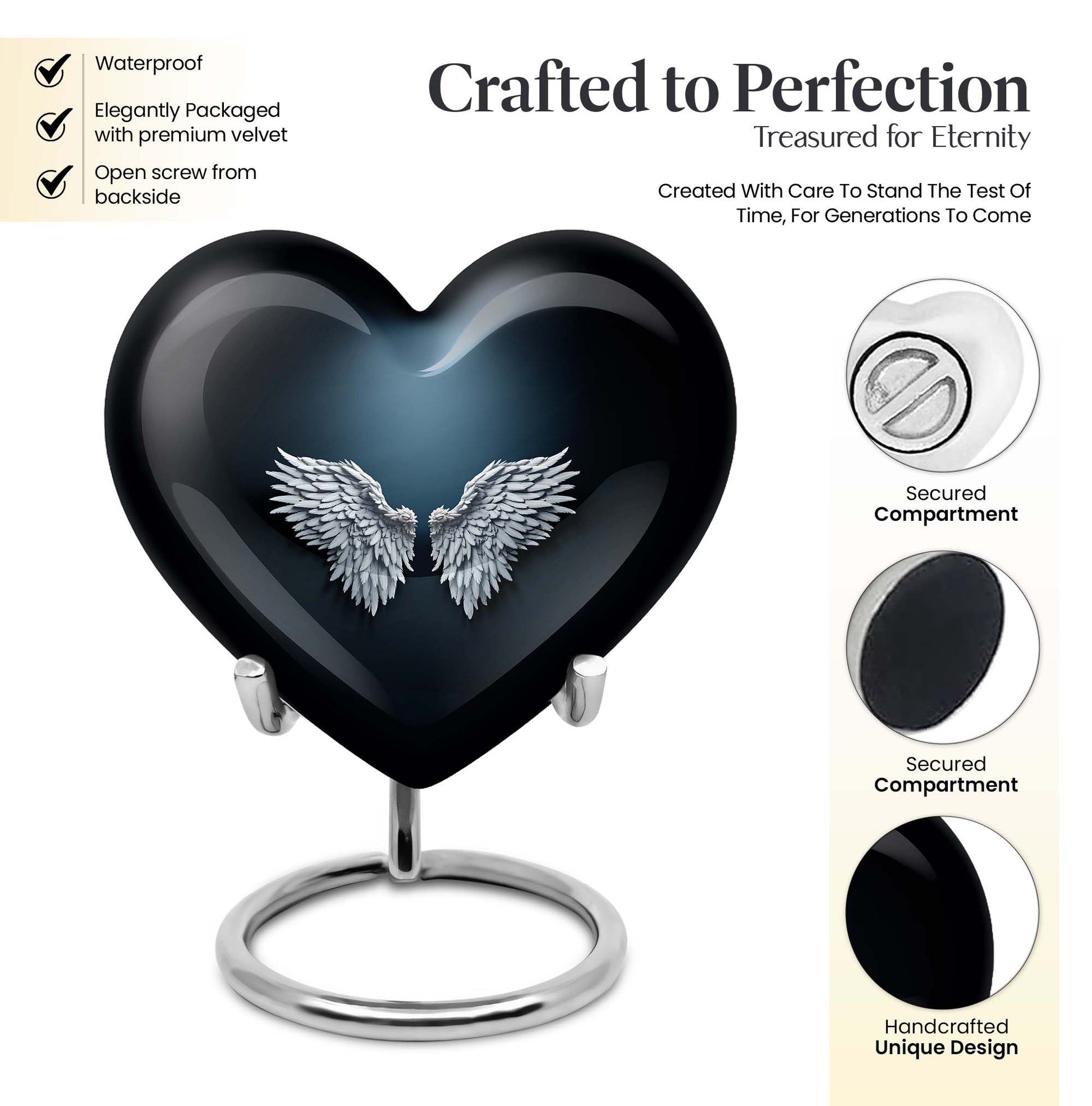 wings blue heart urn