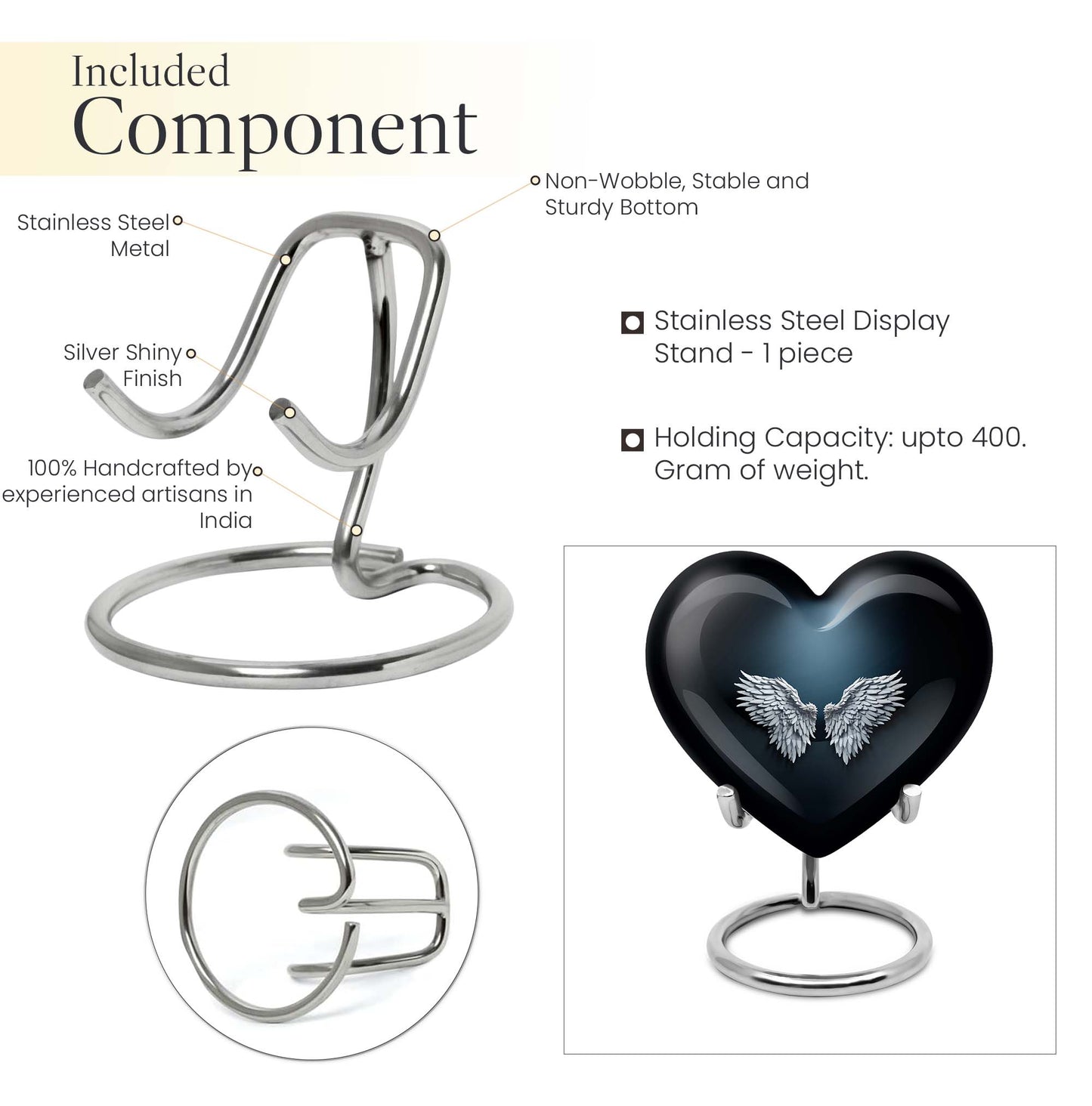 wings blue heart urn