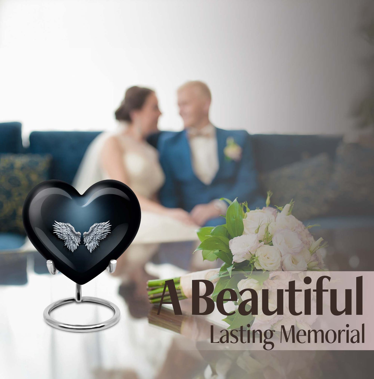 wings blue heart urn