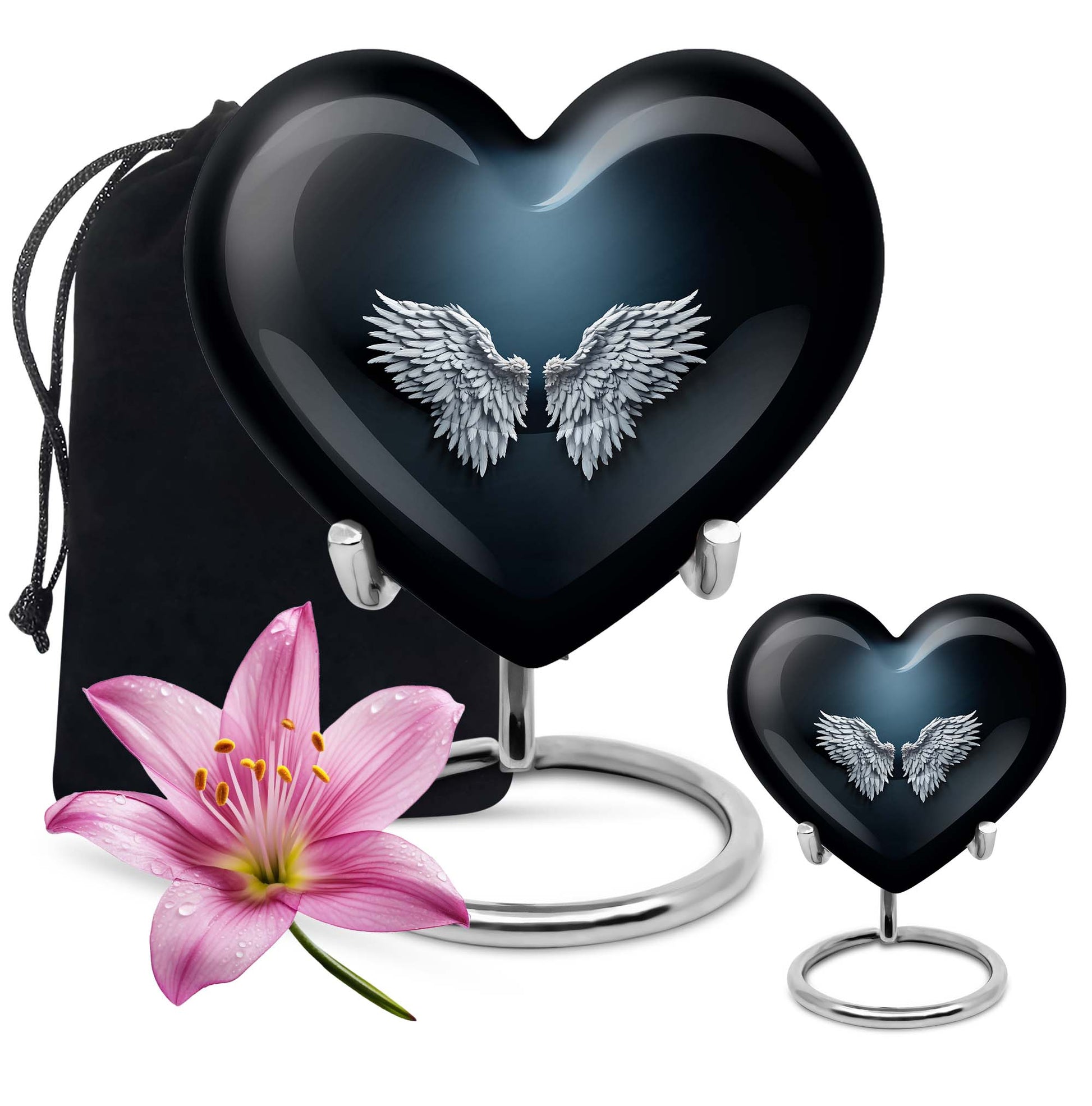 wings blue heart urn