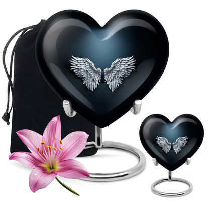 wings blue heart urn