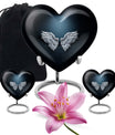 wings blue heart urn