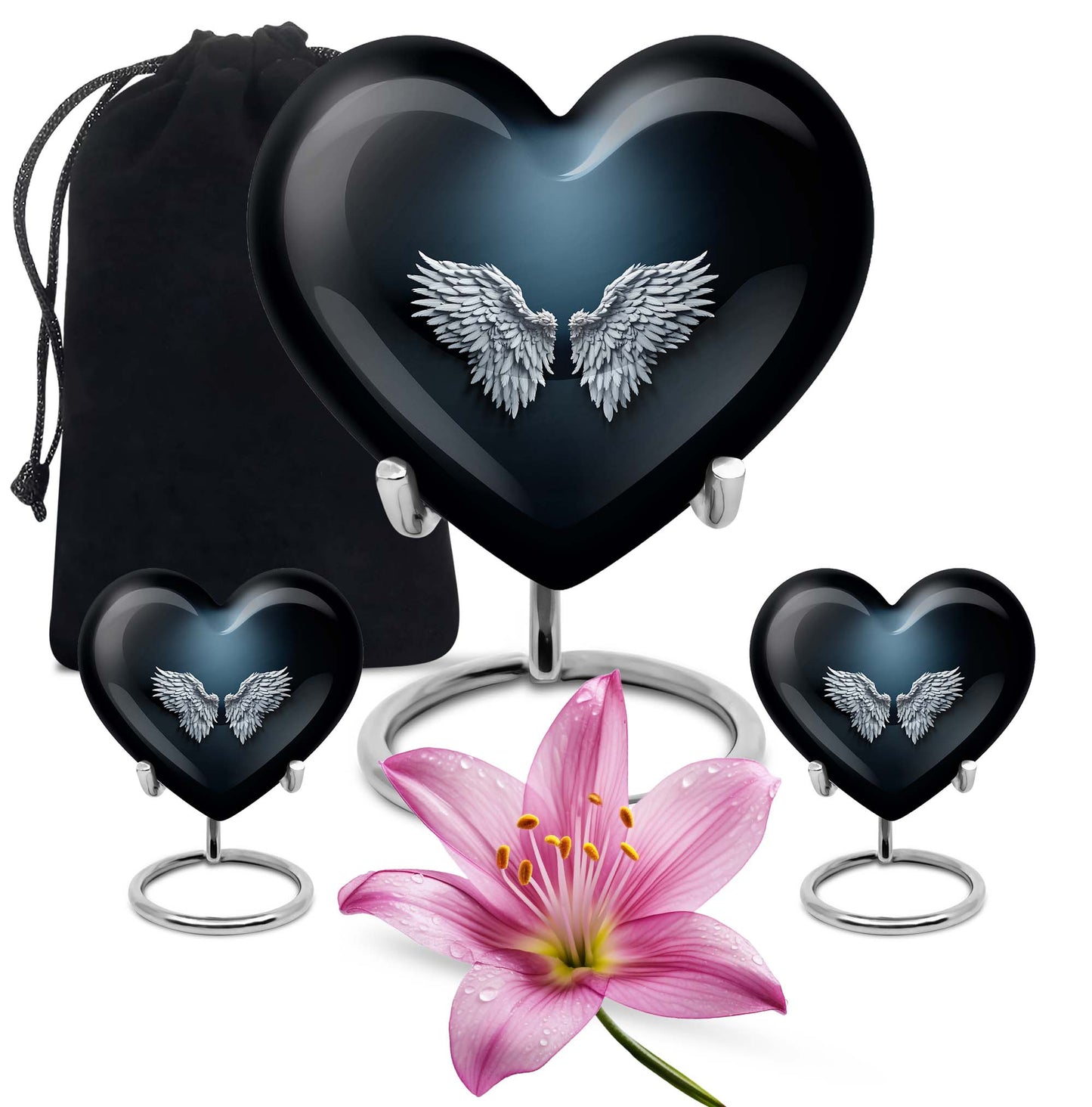 wings blue heart urn