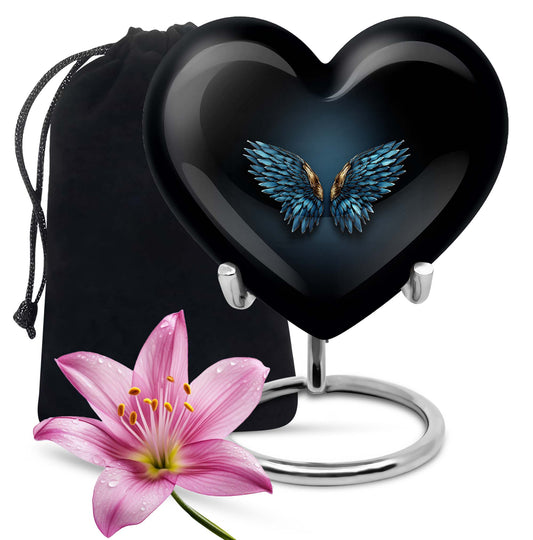 wings blue heart urn