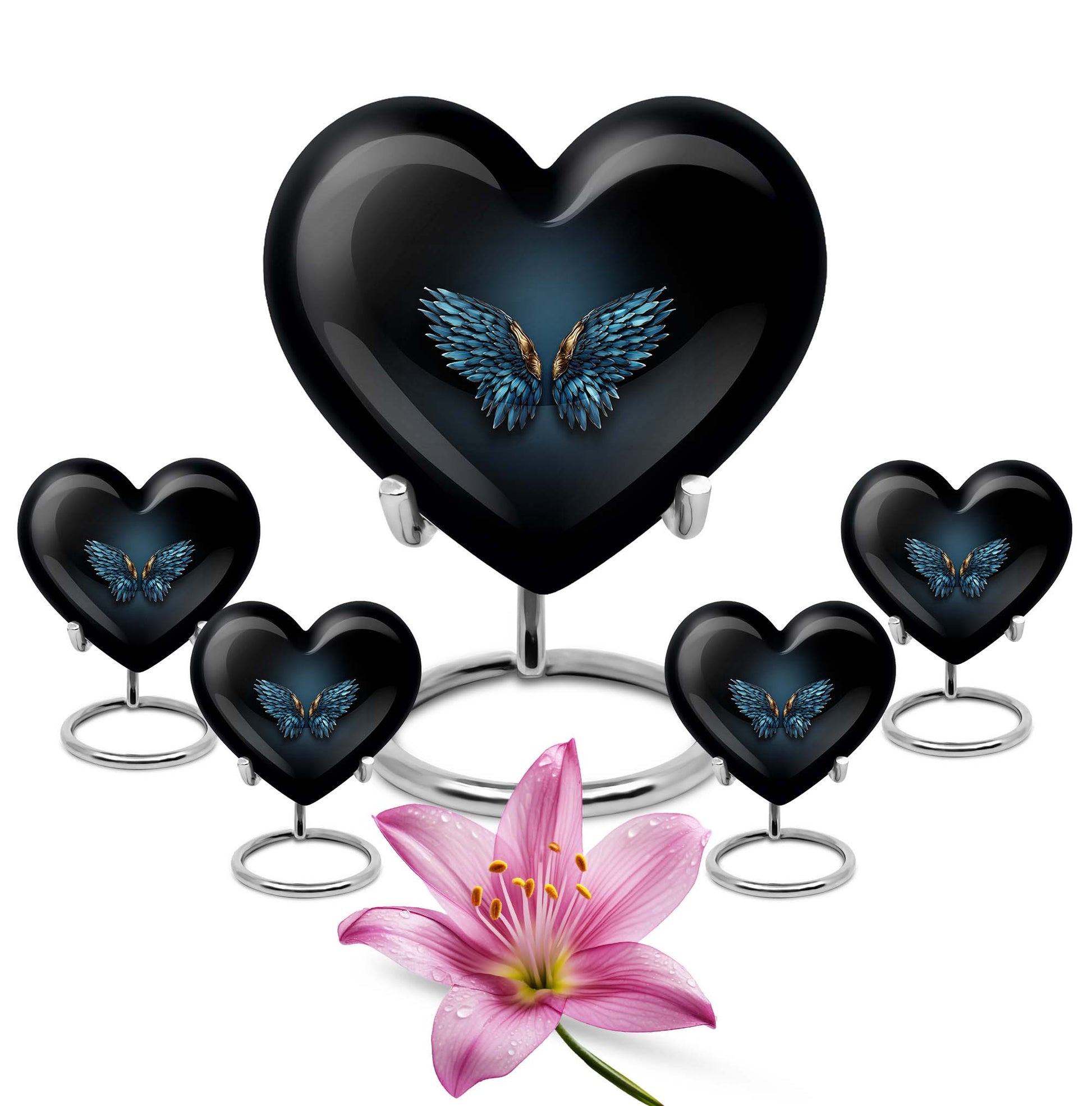 wings blue heart urn