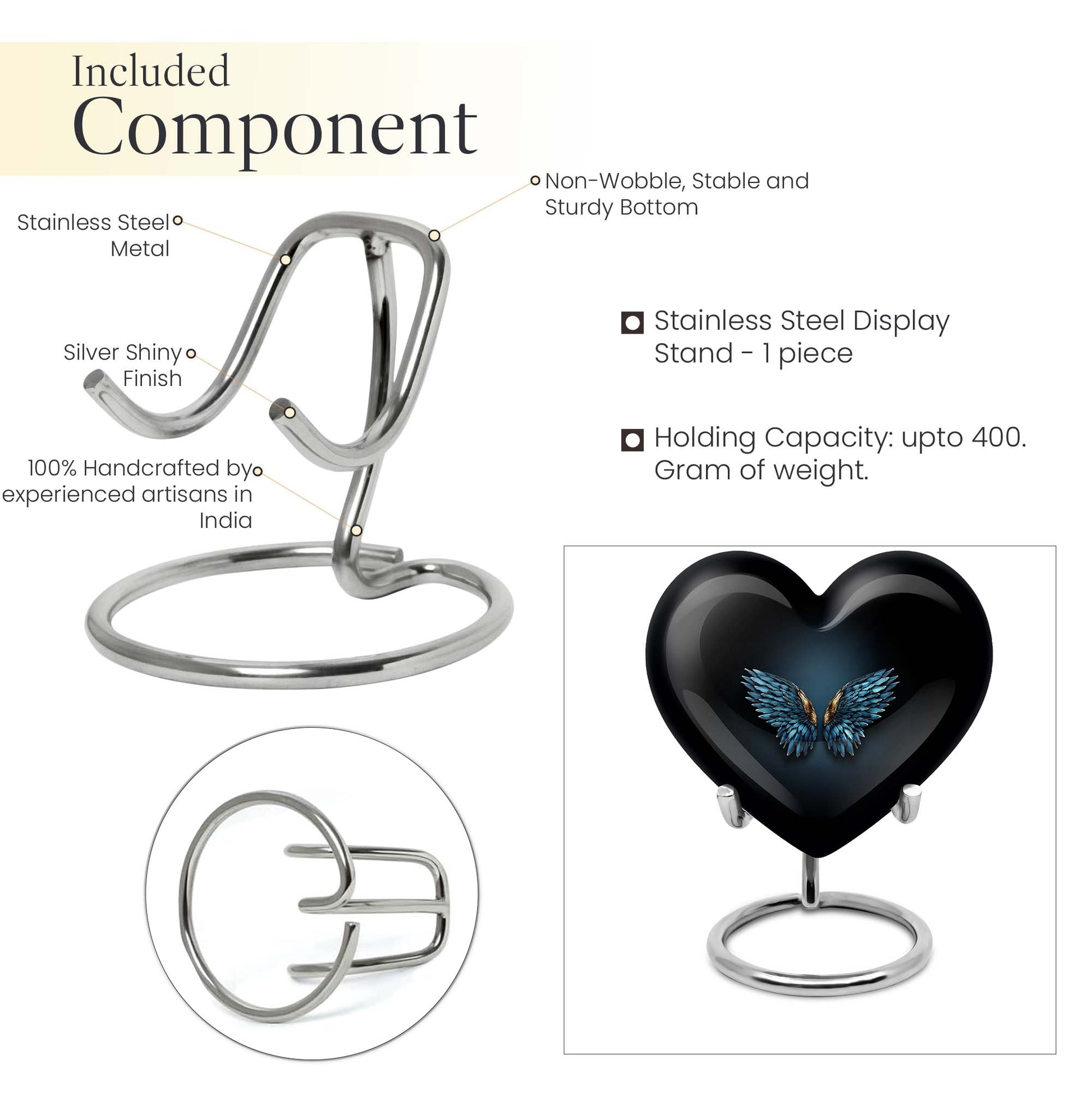 wings blue heart urn