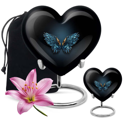 wings blue heart urn