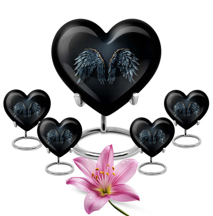 10-inch wings blue Heart Urn with butterfly theme for human ashes, customization available
