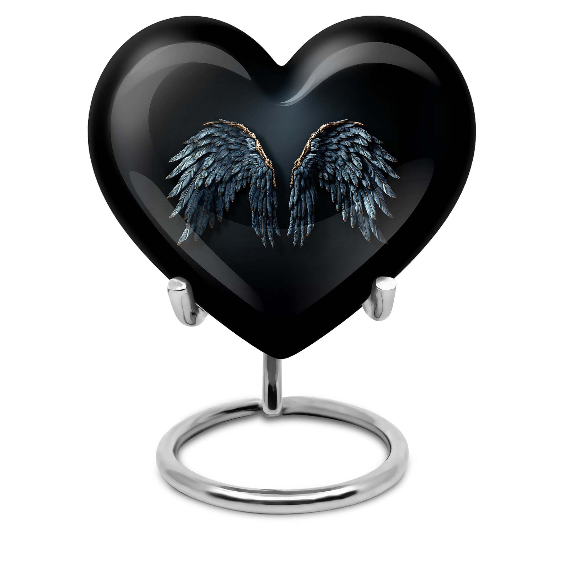 10-inch wings blue Heart Urn with butterfly theme for human ashes, customization available