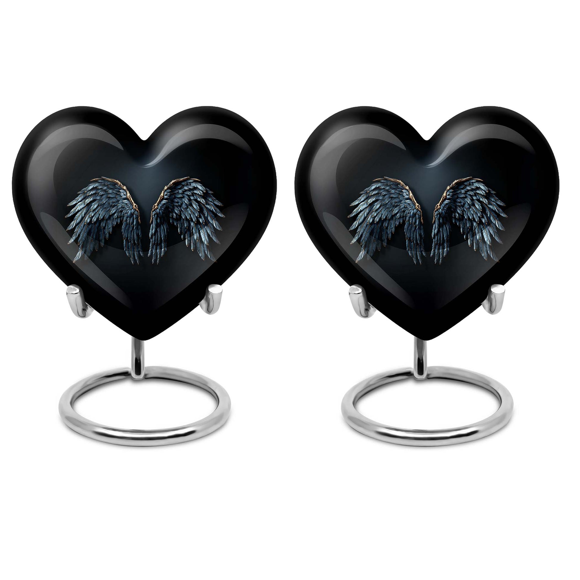 10-inch wings blue Heart Urn with butterfly theme for human ashes, customization available