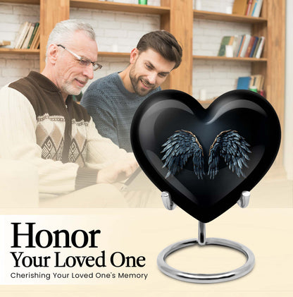 10-inch wings blue Heart Urn with butterfly theme for human ashes, customization available