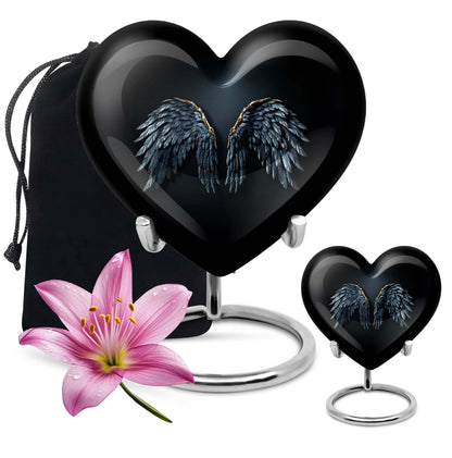 10-inch wings blue Heart Urn with butterfly theme for human ashes, customization available