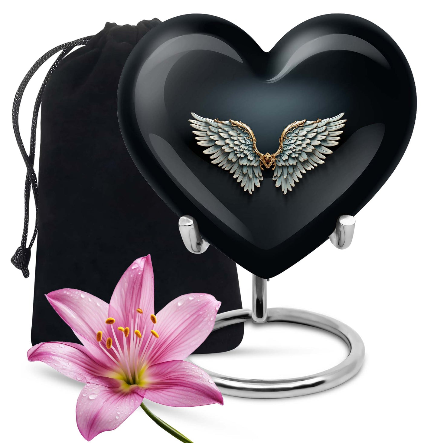 10-inch wings blue heart urn for ashes with butterfly theme,
