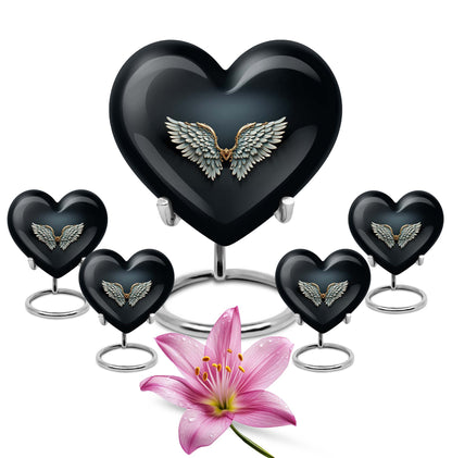 10-inch wings blue heart urn for ashes with butterfly theme,
