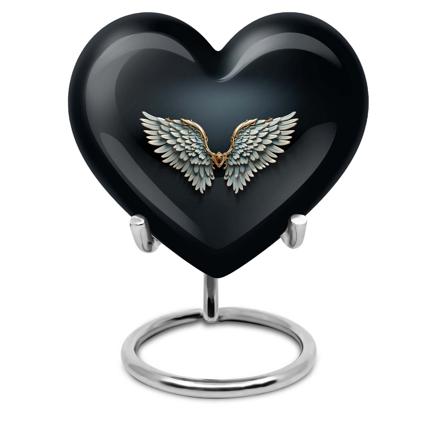 10-inch wings blue heart urn for ashes with butterfly theme,