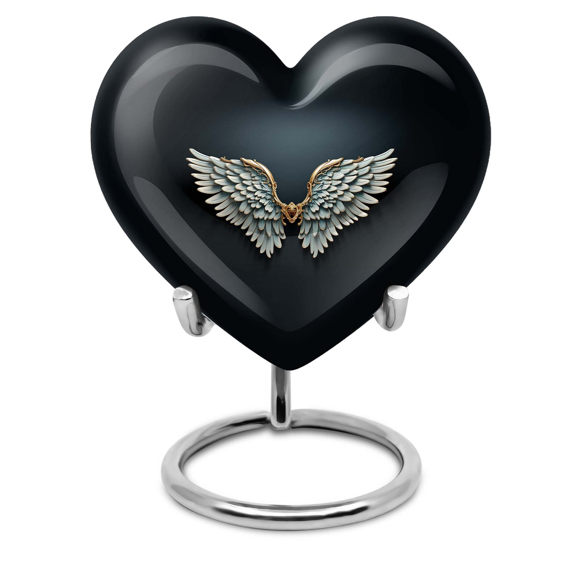 10-inch wings blue heart urn for ashes with butterfly theme,