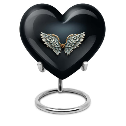 10-inch wings blue heart urn for ashes with butterfly theme,