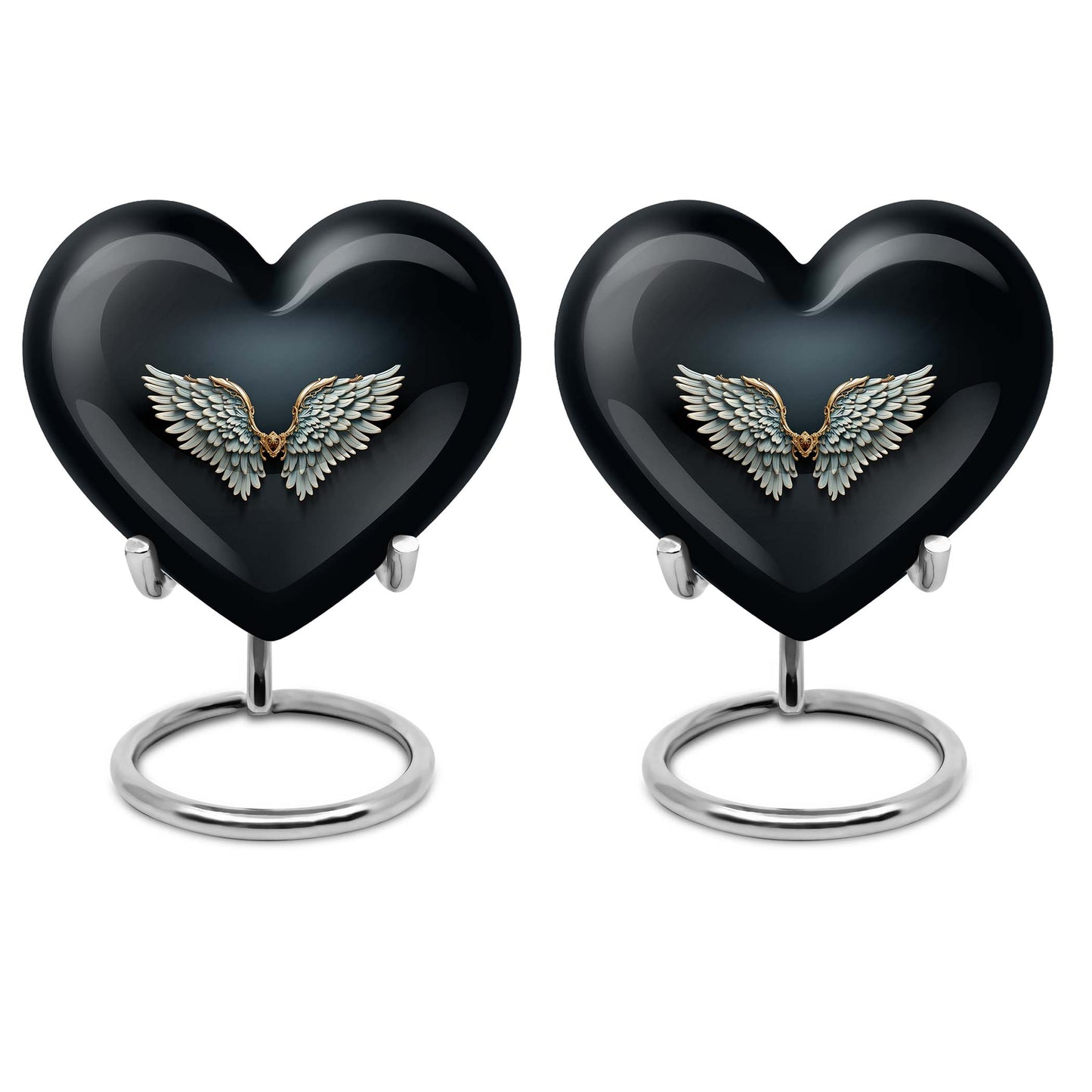 10-inch wings blue heart urn for ashes with butterfly theme,