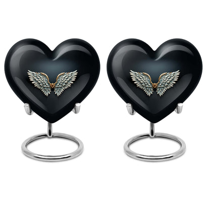 10-inch wings blue heart urn for ashes with butterfly theme,