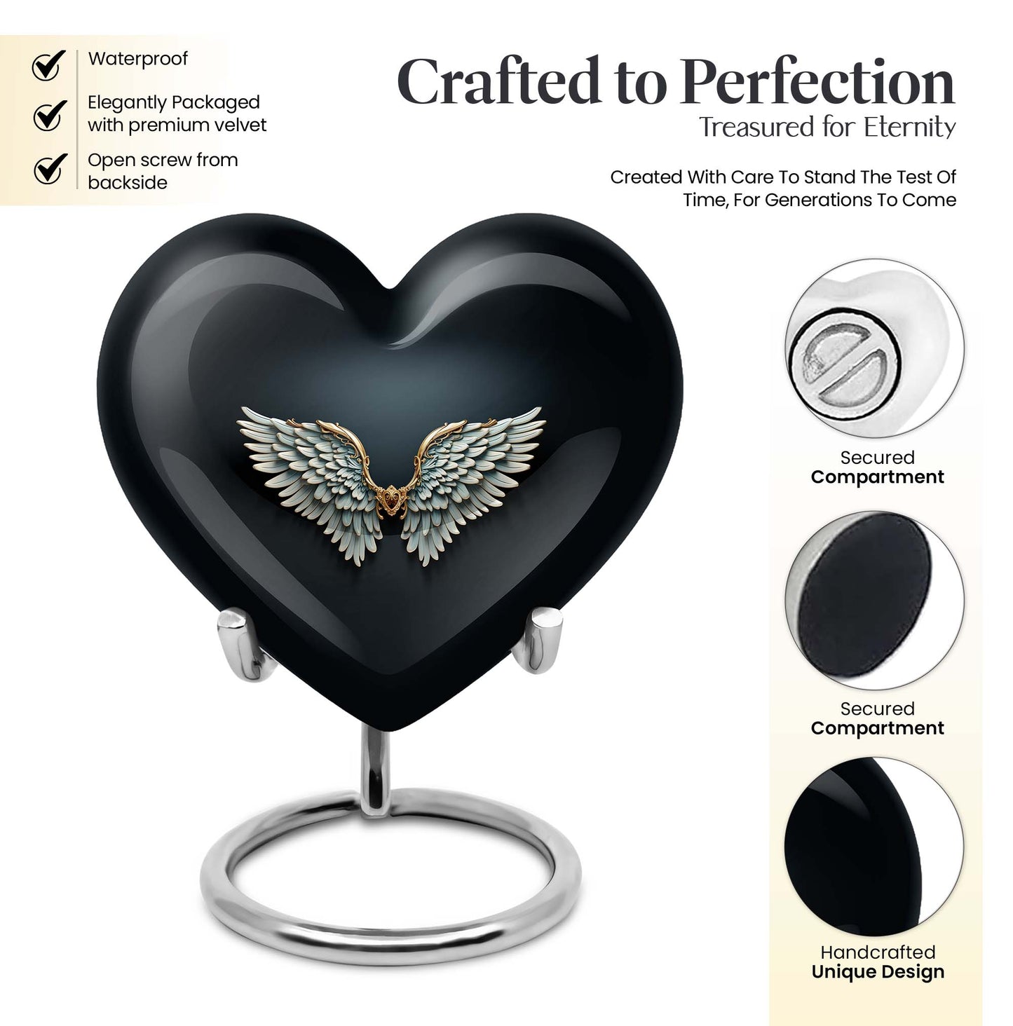 10-inch wings blue heart urn for ashes with butterfly theme,
