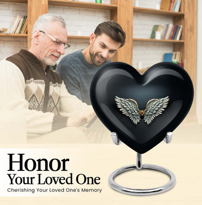 10-inch wings blue heart urn for ashes with butterfly theme,