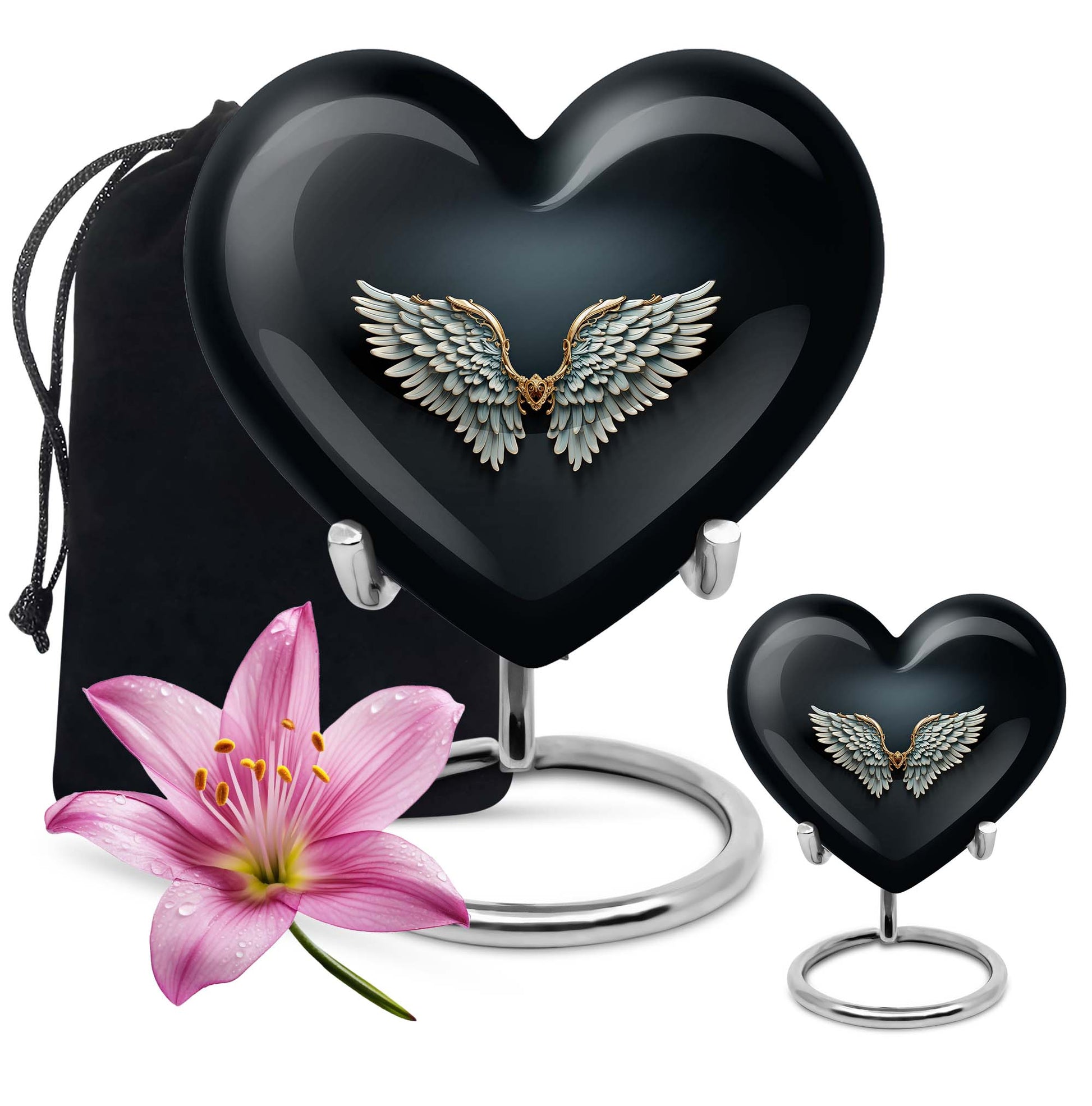 10-inch wings blue heart urn for ashes with butterfly theme,